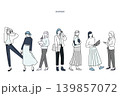 立っている女性たちービジネスパーソンービジネスチームースタートアップー複数女性のイラスト素材 139857072