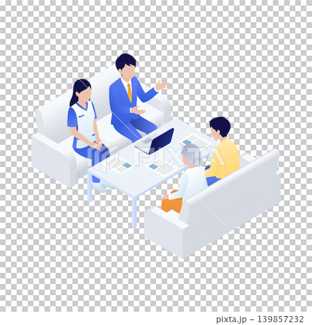 Isometric | Families consulting with care managers or government agencies about care services Isometric | Families consulting with care managers or government agencies about care services 139857232