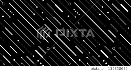 Vector digital geometric seamless striped pattern. Abstract futuristic background with dots and lines. Science data network technology print 139858652