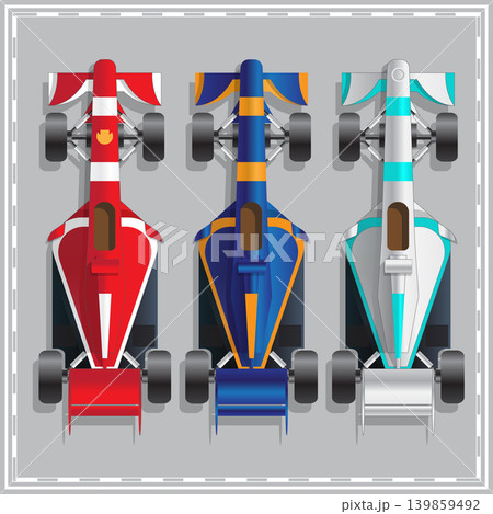 Set of racing cars. View from above. Vector illustration.  139859492