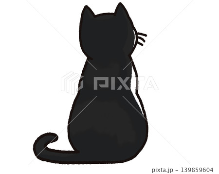 見上げるハチワレ猫の後ろ姿イラスト 139859604