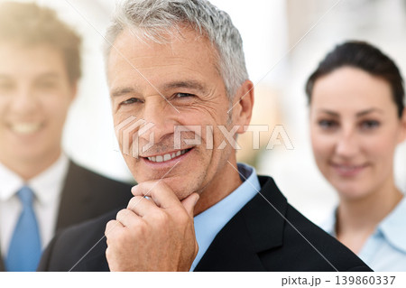 Business man, CEO and confident in portrait, leadership for team at consulting agency with smile and pride. Management, senior executive in workplace and consultant at company for corporate career 139860337