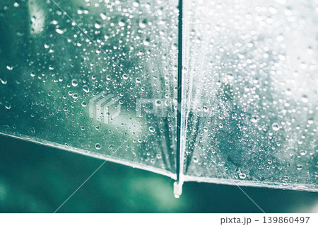 雨の日の傘越しの風景 139860497