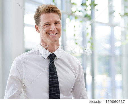 Businessman, corporate and face in office with mission for professional career, job and finance for company. Person, employee and work as financial consultant, portrait and smiling in workplace Businessman, corporate and face in office with mission for professional career, job and finance for company. Person, employee and work as financial consultant, portrait and smiling in workplace 139860687
