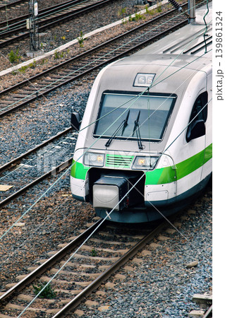 Modern high speed train 139861324