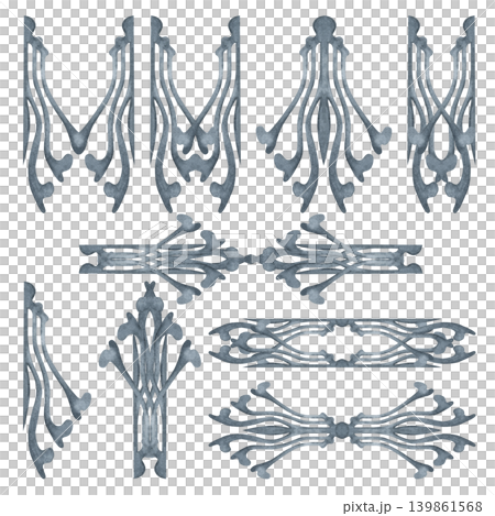 Hand painted watercolor ornamental connectors and assembly pieces in vintage baroque style. Elegant decorative elements for borders, frames, invitations, branding, certificates and luxury design Hand painted watercolor ornamental connectors and assembly pieces in vintage baroque style. Elegant decorative elements for borders, frames, invitations, branding, certificates and luxury design 139861568
