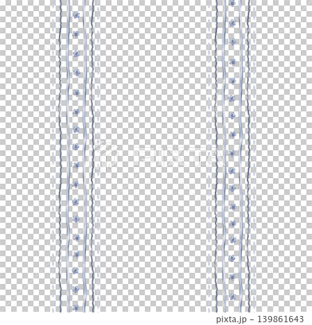Seamless pattern with illustration light blue vertical stripes in crooked edges stripe and drops and forget-me-nots flowers. Repeat ornament with striped ribbons design. Background for textile Seamless pattern with illustration light blue vertical stripes in crooked edges stripe and drops and forget-me-nots flowers. Repeat ornament with striped ribbons design. Background for textile 139861643