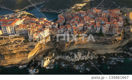 Beautiful Small Houses On Rocky Cape On A Sea Coast Aerial Photo Beautiful Small Houses On Rocky Cape On A Sea Coast Aerial Photo 139861667