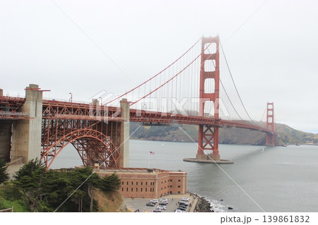 アメリカカリフォルニア、サンフランシスコ観光、アラモスクエアや街並み、橋と霧、Waymo自動運転 139861832