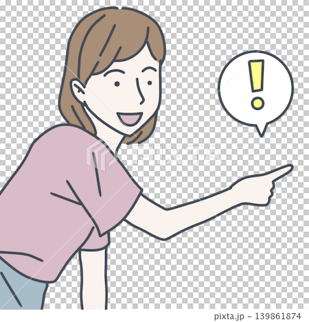 圖解：一位面帶微笑並指向右側的女士。推薦。評分。 139861874