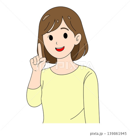 人差し指を立てポイントを説明する女性イラスト 139861945