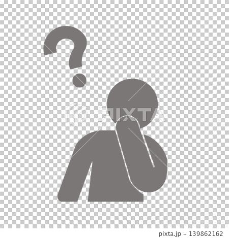疑問を抱える人物ピクトグラム(グレー) 疑問を抱える人物ピクトグラム(グレー) 139862162