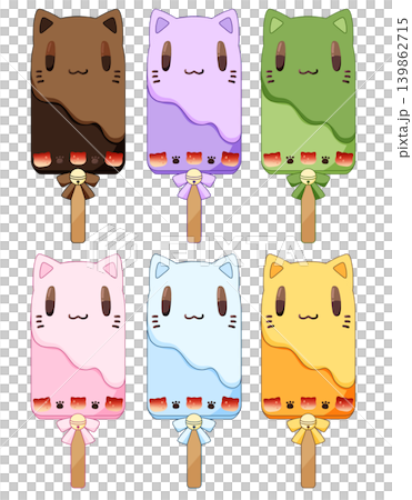 ネコ型のアイスキャンディイラスト 139862715