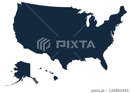 United States Map Silhouette Isolated on Transparent Background 139862843