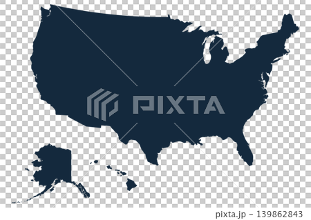United States Map Silhouette Isolated on Transparent Background 139862843