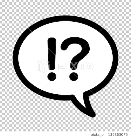 びっくりマークとはてなマークの吹き出し　シンプル線画アイコンイラスト 139863076