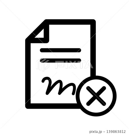 書類にバツ印がついた拒否・却下のシンプル線画アイコンイラスト 書類にバツ印がついた拒否・却下のシンプル線画アイコンイラスト 139863812