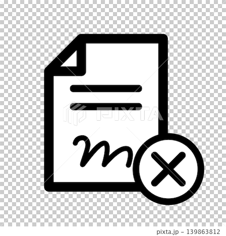 書類にバツ印がついた拒否・却下のシンプル線画アイコンイラスト 書類にバツ印がついた拒否・却下のシンプル線画アイコンイラスト 139863812