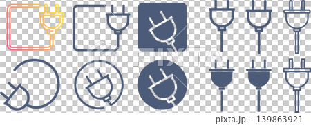 簡易電源插頭邊框和圖示集 簡易電源插頭邊框和圖示集 139863921