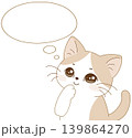 吹き出し付き　考えている猫のイラスト 139864270