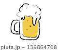 ビール ジョッキ 手描き風イラスト 夏 泡 背景透過 139864708