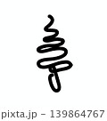 Minimalist Hand-Drawn Christmas Tree Doodle, Black Spiral Line Art 139864767