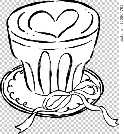 Preppy Coffee Outline Heart Latte Art Cup with Ribbon Bow Books Whimsical Hand Drawn Preppy Coffee Outline Heart Latte Art Cup with Ribbon Bow Books Whimsical Hand Drawn 139864793