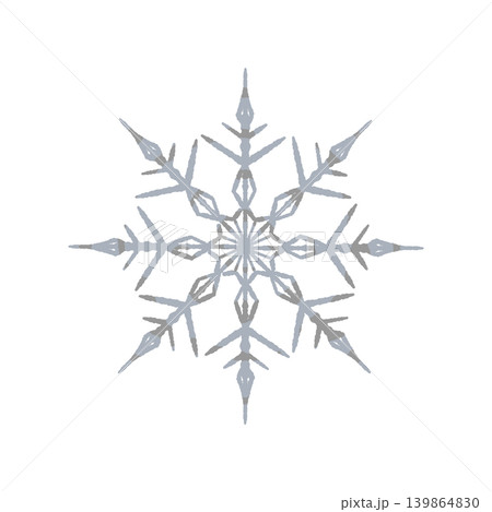 シルバーの定番の雪の結晶 単体イラスト 背景透過 139864830
