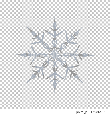 シルバーの定番の雪の結晶 単体イラスト 背景透過 139864830