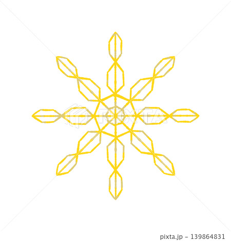 ゴールドの細い雪の結晶 単体イラスト 背景透過 139864831