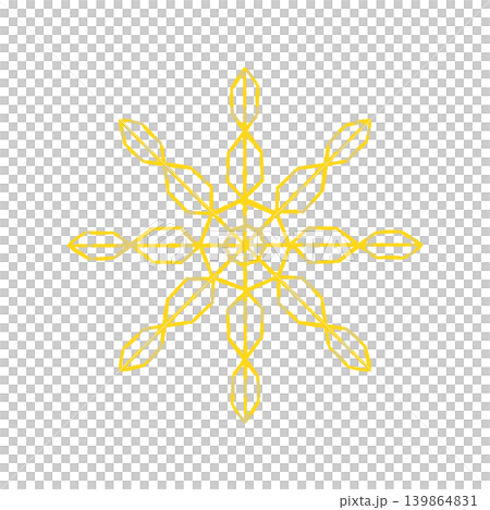 ゴールドの細い雪の結晶 単体イラスト 背景透過 139864831