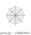 シルバーの六角形の雪の結晶 単体イラスト 背景透過 139864841