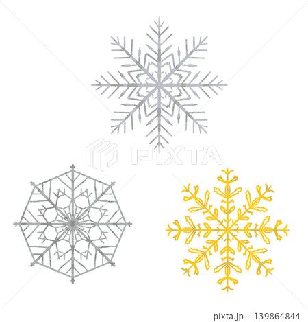 シルバーの雪の結晶 3個セット イラスト素材 背景透過 シルバーの雪の結晶 3個セット イラスト素材 背景透過 139864844