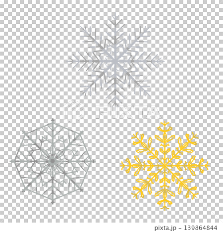 シルバーの雪の結晶 3個セット イラスト素材 背景透過 シルバーの雪の結晶 3個セット イラスト素材 背景透過 139864844