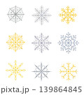 シルバーとゴールドの雪の結晶 アソートイラストセット 背景透過 139864845