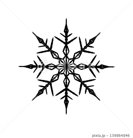 定番の雪の結晶 モノクロ単体イラスト 背景透過 定番の雪の結晶 モノクロ単体イラスト 背景透過 139864846