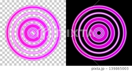 Shining pink neon concentric circles, transparent and black backgrounds, radar wave abstract circle material. Shining pink neon concentric circles, transparent and black backgrounds, radar wave abstract circle material. 139865003