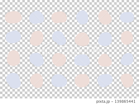 そら豆のような形をした小さなゆるい手描きのシェイプセット（青・茶色） 139865441