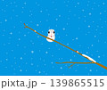 雪が降る中、枝に止まっているエゾモモンガのイラスト 139865515