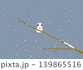 曇り空に雪が降る中枝に止まっているエゾモモンガのイラスト 139865516