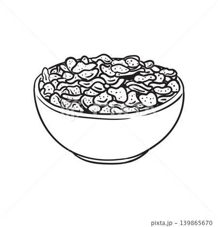 freehand drawn black and white cartoon bowl freehand drawn black and white cartoon bowl 139865670