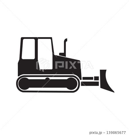 bulldozer silhouette side view 139865677
