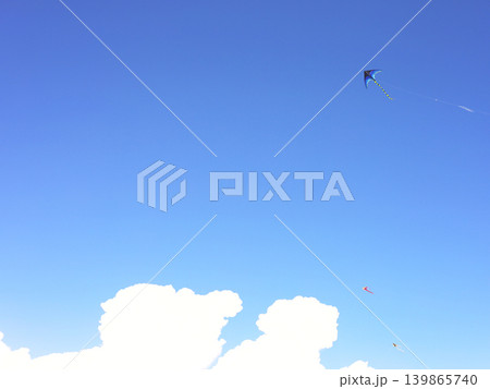 Kite Flying Over Blue Summer Sky 139865740