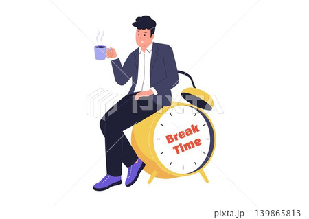 Illustration of Sitting on Giant Alarm Clock for Break Time Illustration of Sitting on Giant Alarm Clock for Break Time 139865813