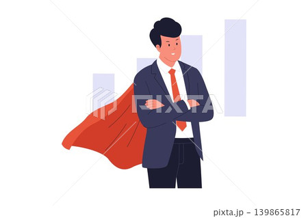 Illustration of Superhero Businessman Wearing Red Cape Confidence Illustration of Superhero Businessman Wearing Red Cape Confidence 139865817
