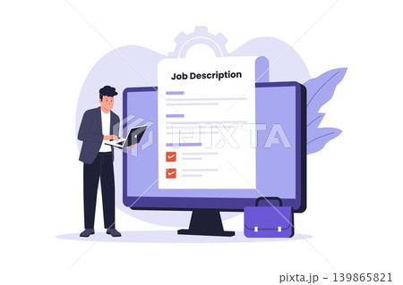 Employee Reviewing Job Description on Computer Employee Reviewing Job Description on Computer 139865821