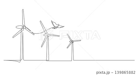 wind turbine eco friendly concept single line art continuous wind turbine eco friendly concept single line art continuous 139865882