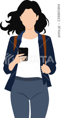 スマホをみる女性のイラスト スマホをみる女性のイラスト 139865904