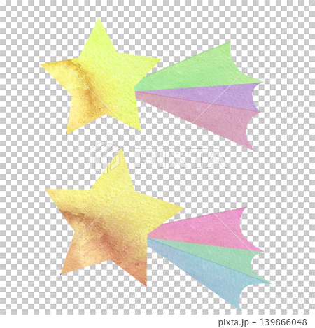 A gentle, sparkling watercolor shooting star 139866048