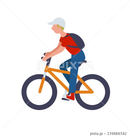 カジュアルな服装で自転車に乗る男性のベクターイラスト カジュアルな服装で自転車に乗る男性のベクターイラスト 139866582